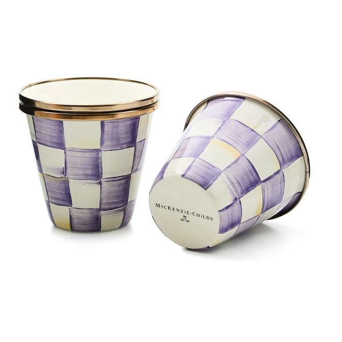 Violet Check Herb Pots - Sold Individually - Image 2