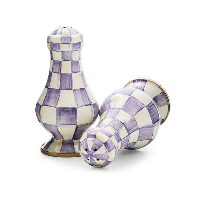 Violet Check Large Salt & Pepper Shakers - Sold as Set - Image 2
