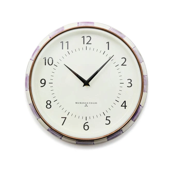 Violet Check School Wall Clock