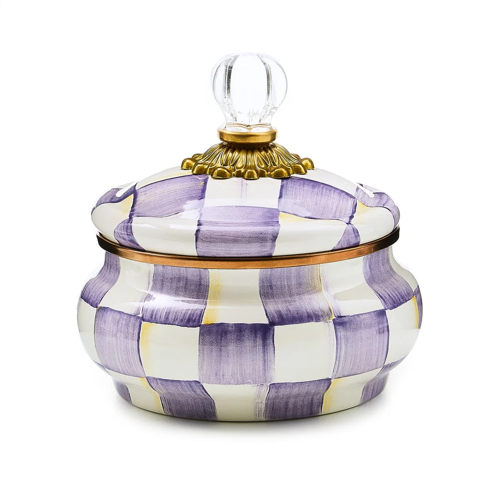 Violet Check Squashed Pot