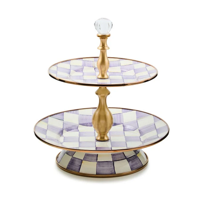 Violet Check Two Tier Sweet Stand