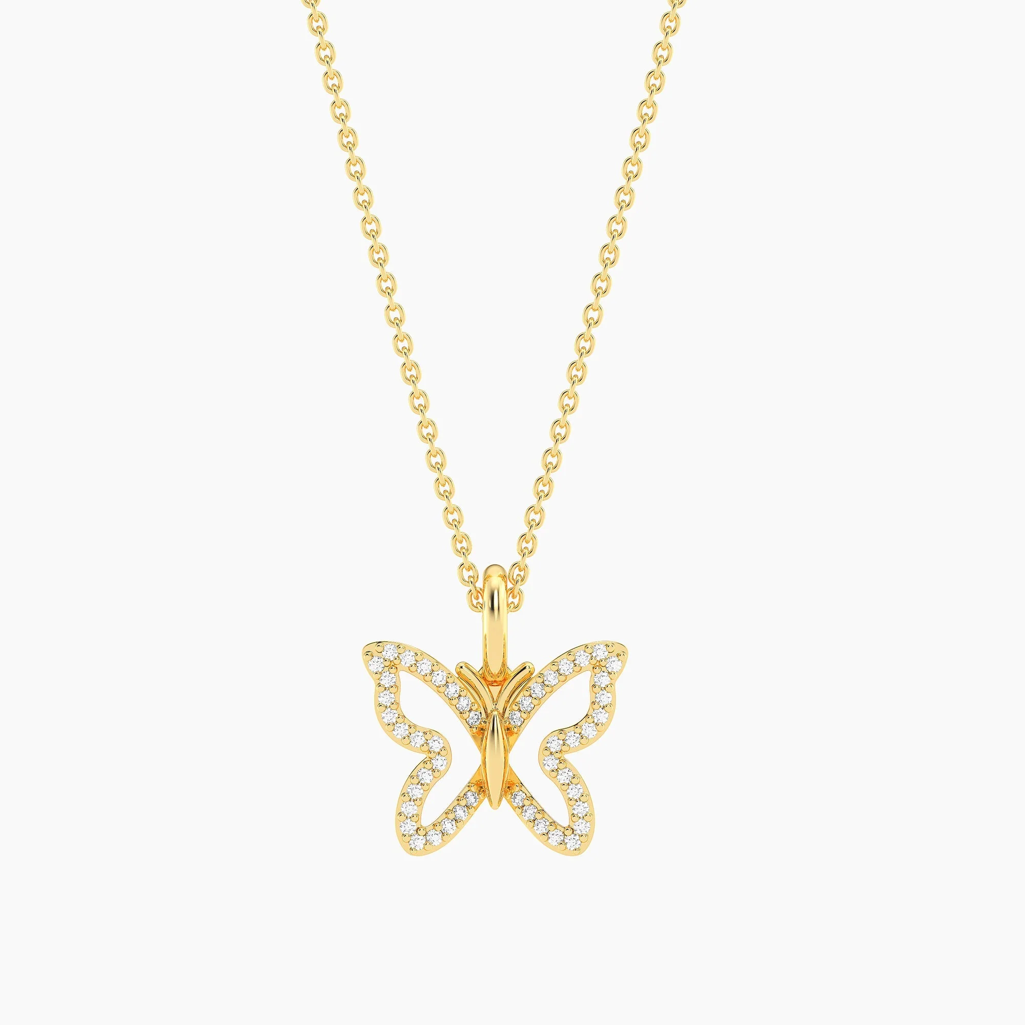 Waterproof Open Wings Pendant Necklace