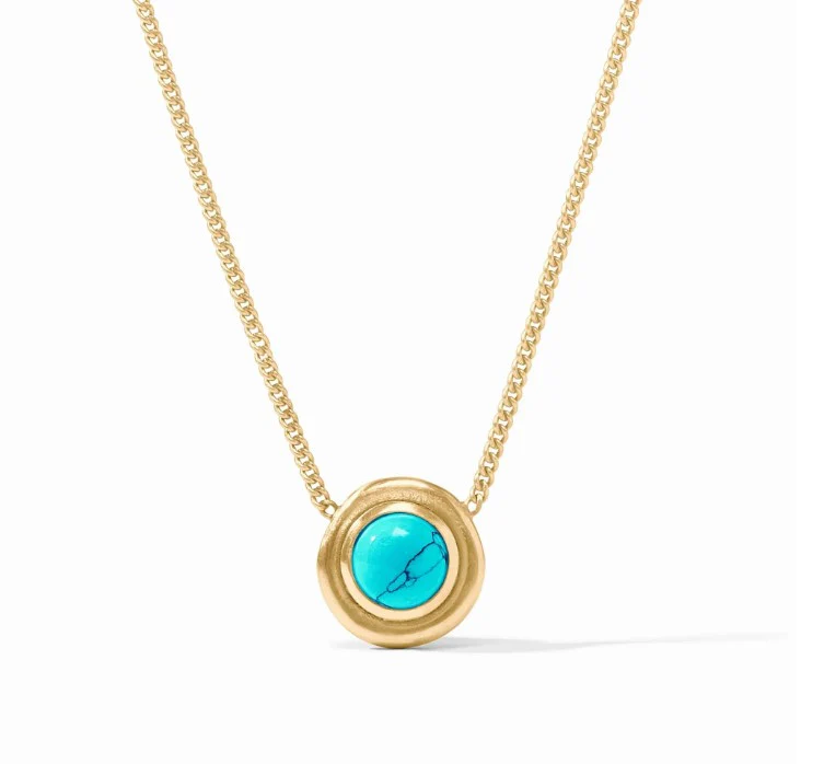 Wave Stone Delicate Necklace Turquoise Blue