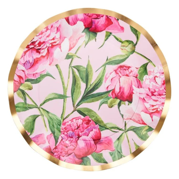 Wavy Dinner Plate Pink Peonies - Image 2