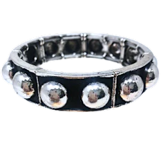 Western Silver Metal Bubble Stretch Bracelet - Image 2