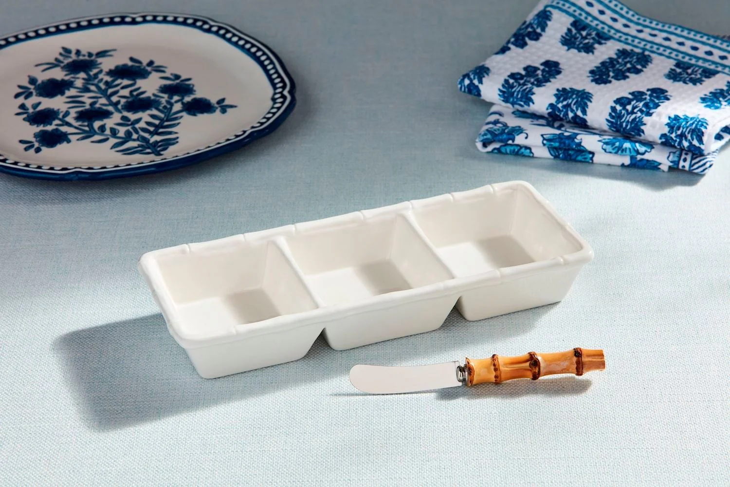White Bamboo Triple Tidbit Set - Image 2