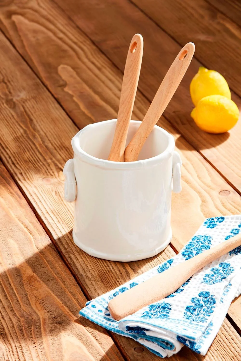 White Bamboo Utensil Holder - Image 2
