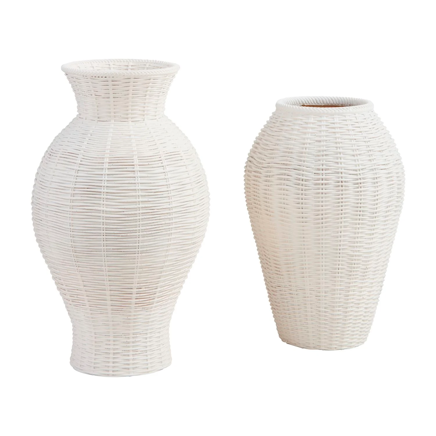 White Basket Weave Vases