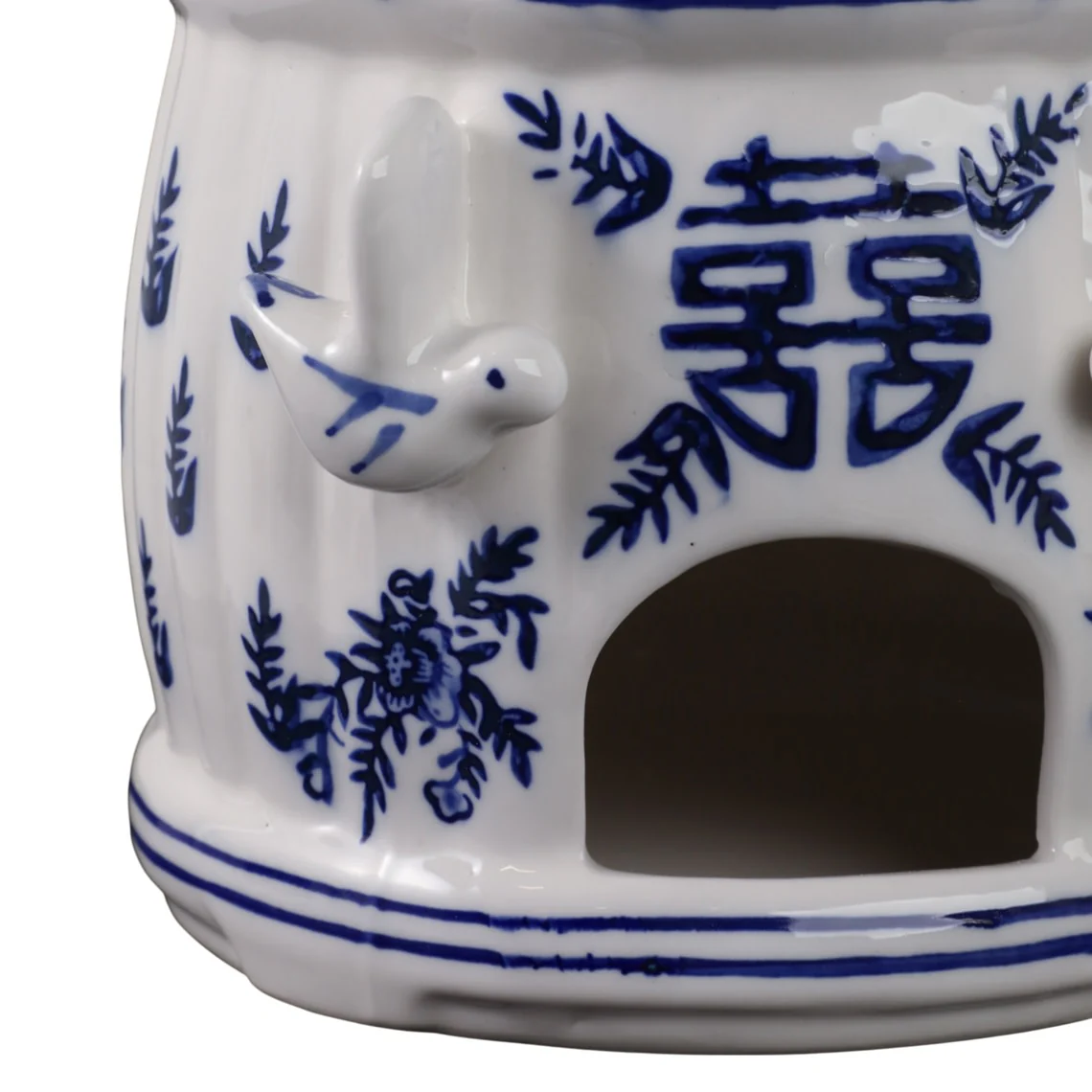 White/Blue Chinoiserie Large Pagoda Bird House - Image 4
