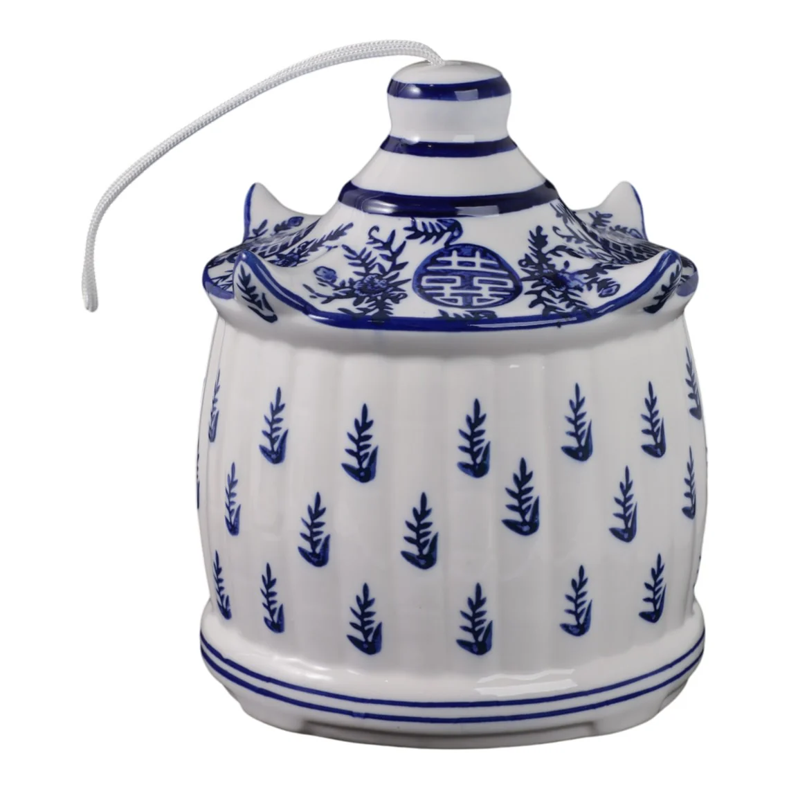 White/Blue Chinoiserie Large Pagoda Bird House - Image 7