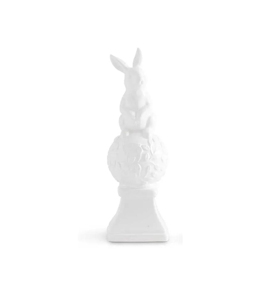 White Ceramic Finial Bunnies on Top - Sold Individually - Image 4