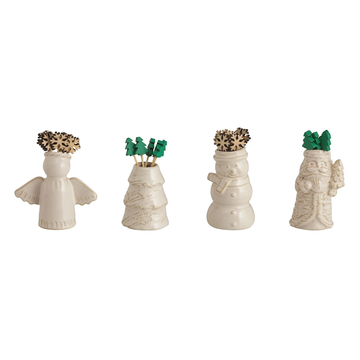 White Christmas Toothpick Caddy Sets - Sold Individually