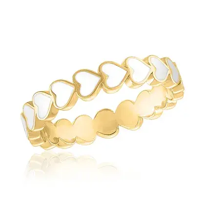 White Heart Infinity Gold Layers Ring - Image 2