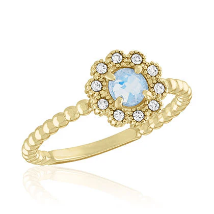 White Opal CZ Flower Gold Layers Rings - Image 5