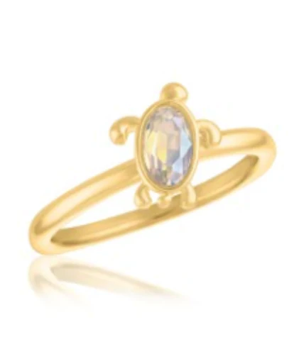 White Opal CZ Turtle Layers Ring - Image 2