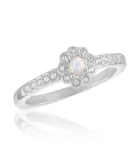 White Opal Flower Stack Ring