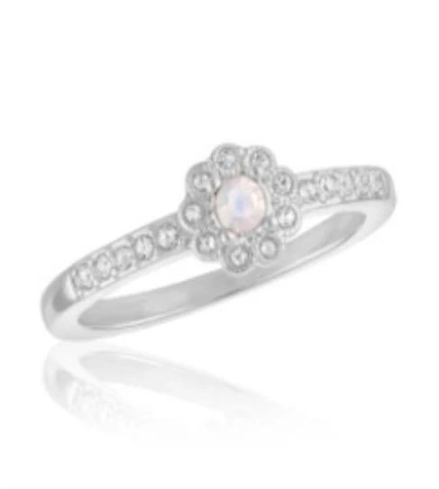 White Opal Flower Stack Ring - Image 3