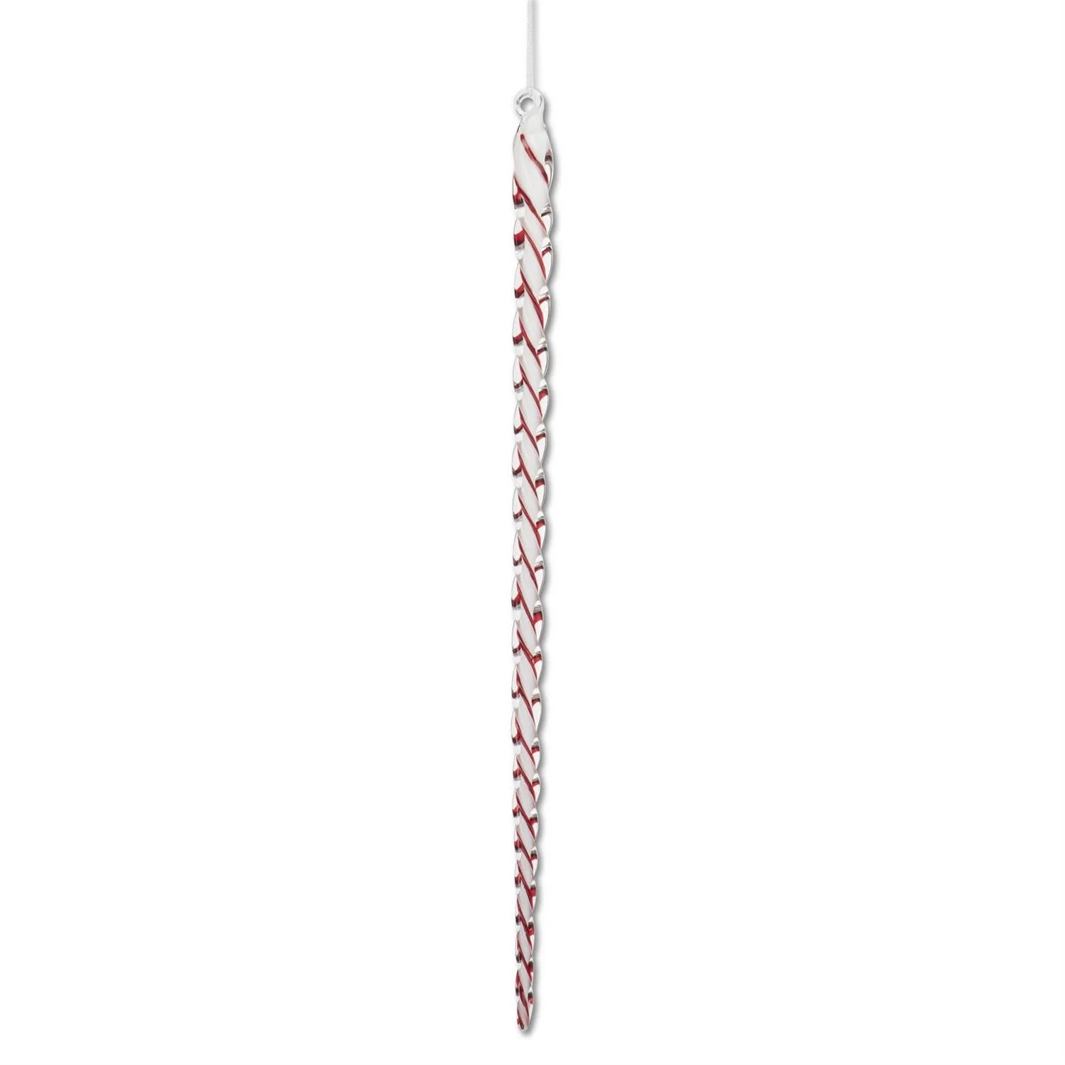 White & Red Spiral Glass Icicle Ornament - Image 2