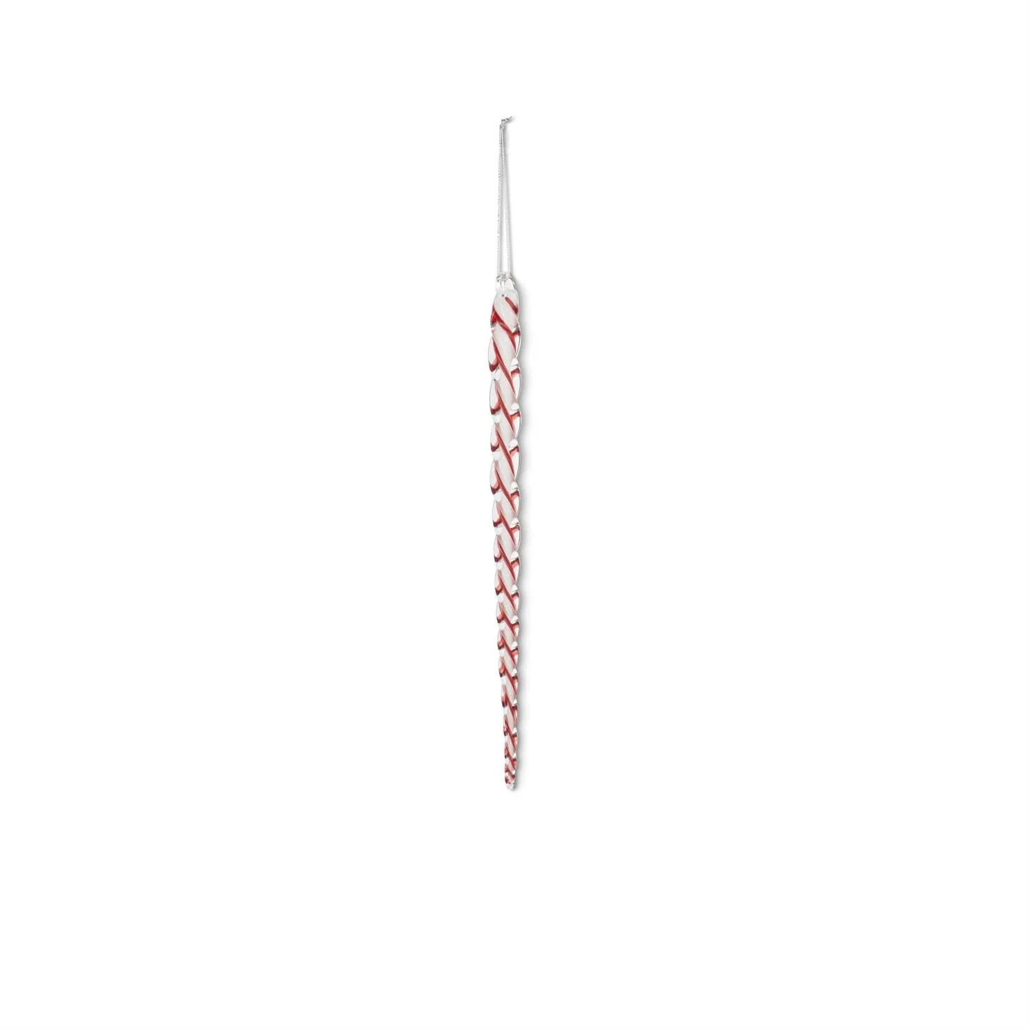 White & Red Spiral Glass Icicle Ornament - Image 3