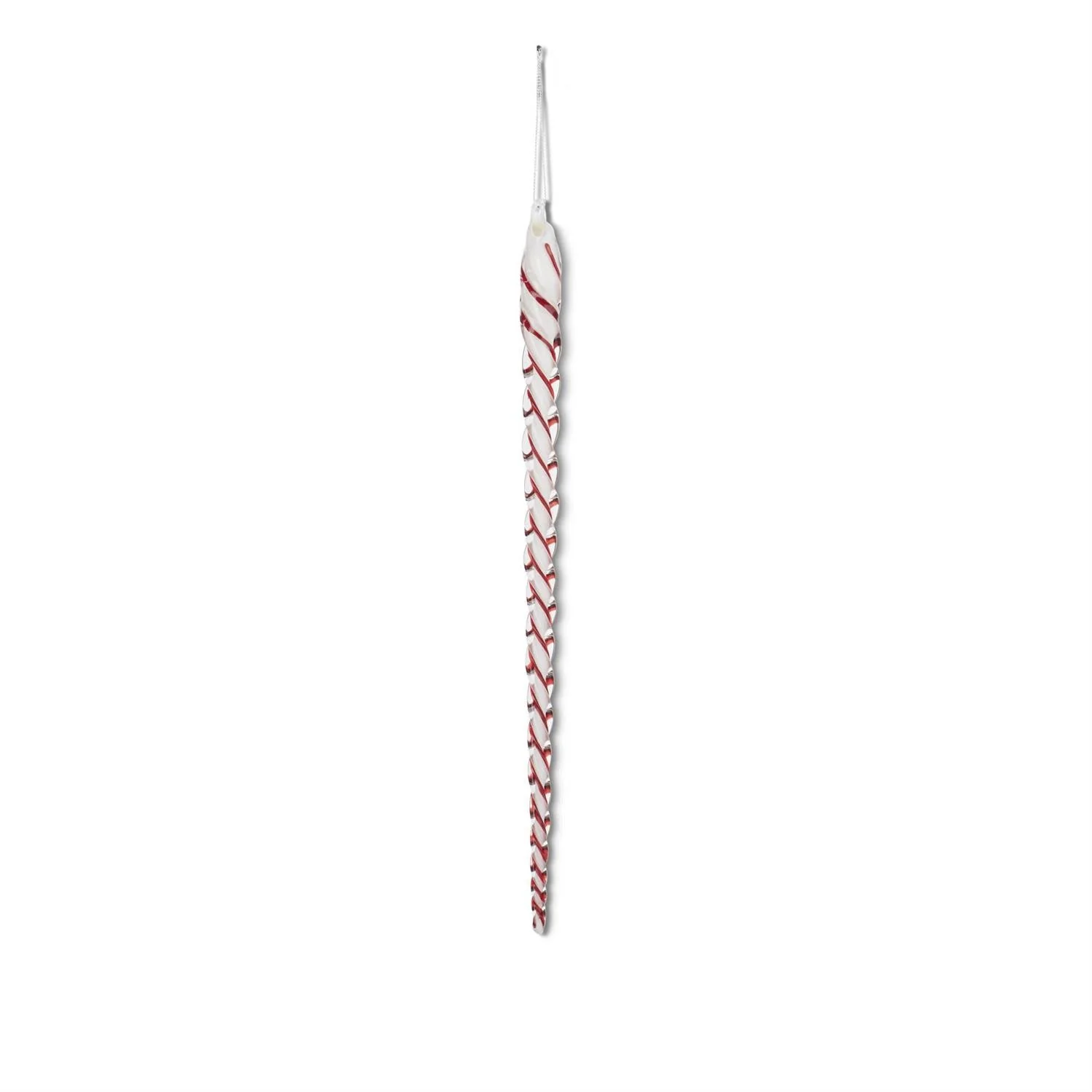 White & Red Spiral Glass Icicle Ornament - Image 4