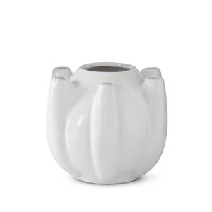 White Stoneware 7 Openings Tulipiere Vases - Sold Individually - Image 2