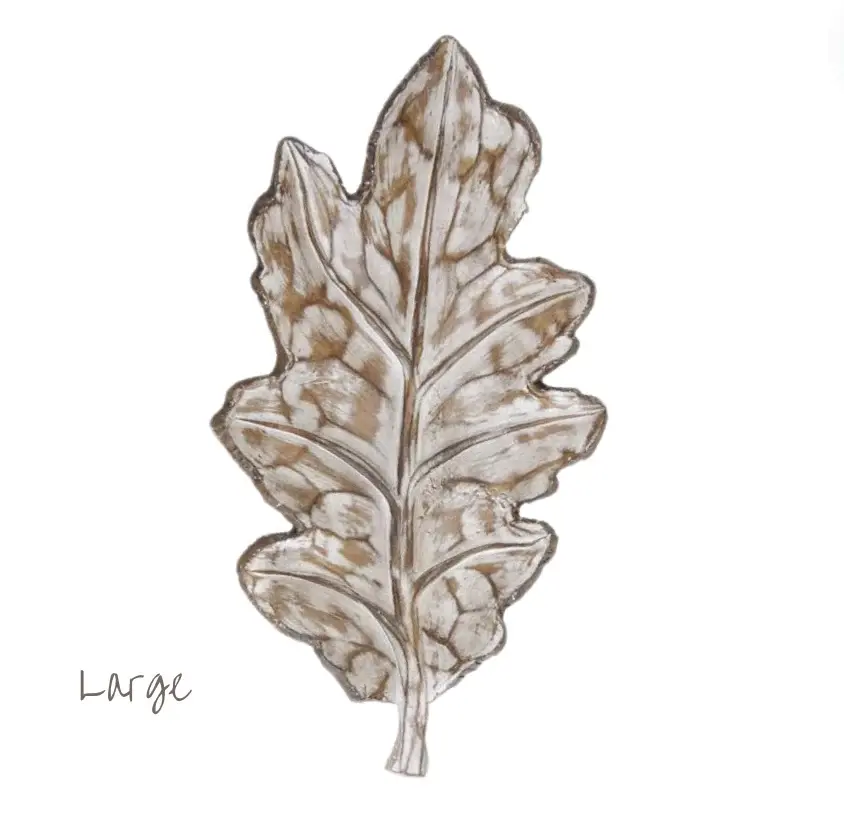 Whitewashed Resin Leaf Tray - Image 3