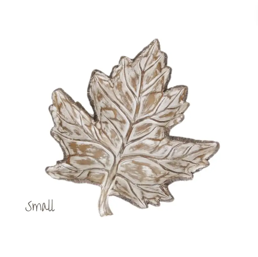 Whitewashed Resin Leaf Tray - Image 4