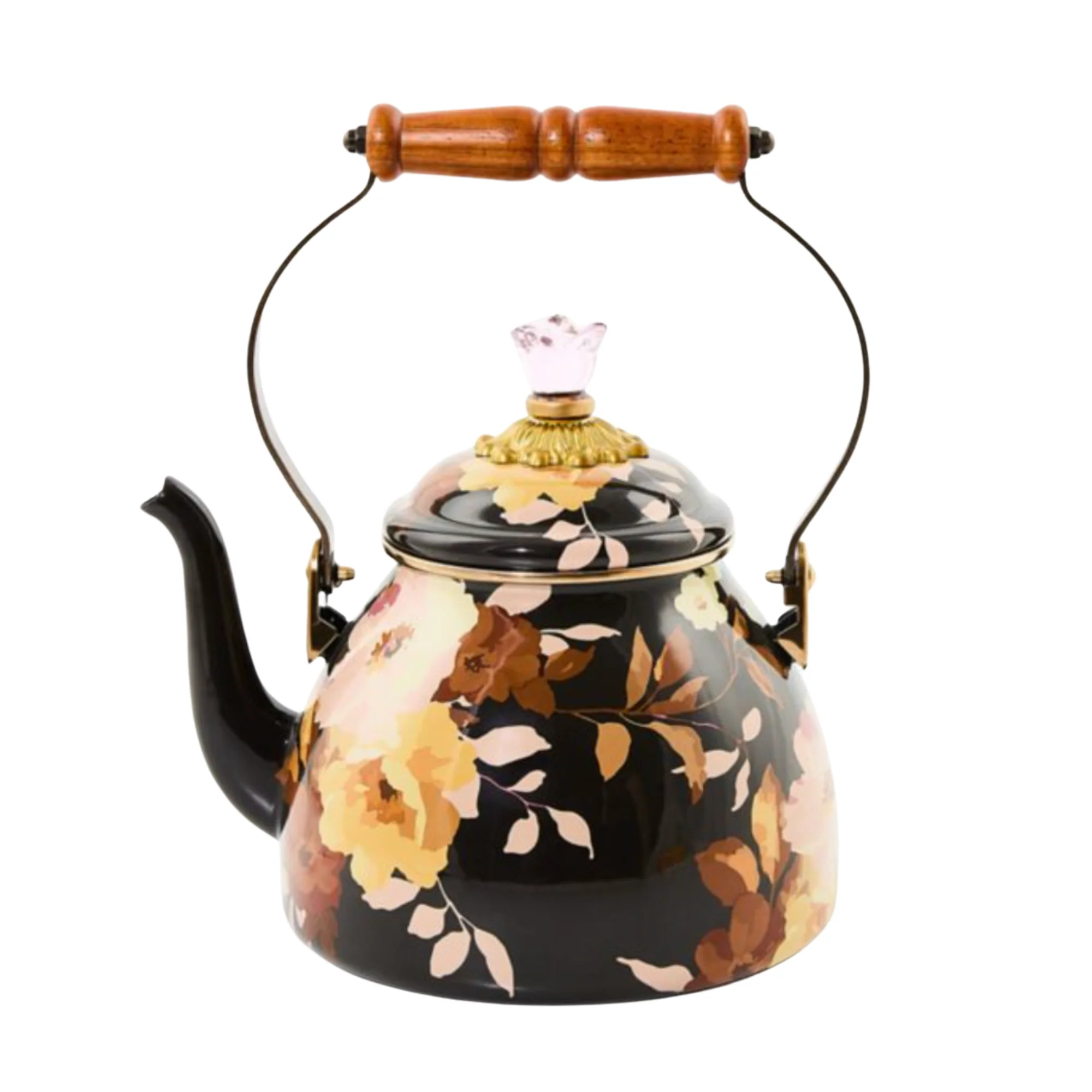 Wild Rose Brown 2 Quart Tea Kettle