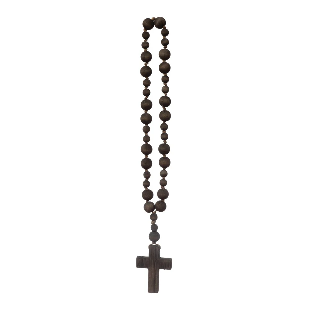 Wood Bead Rosary w/ Cross