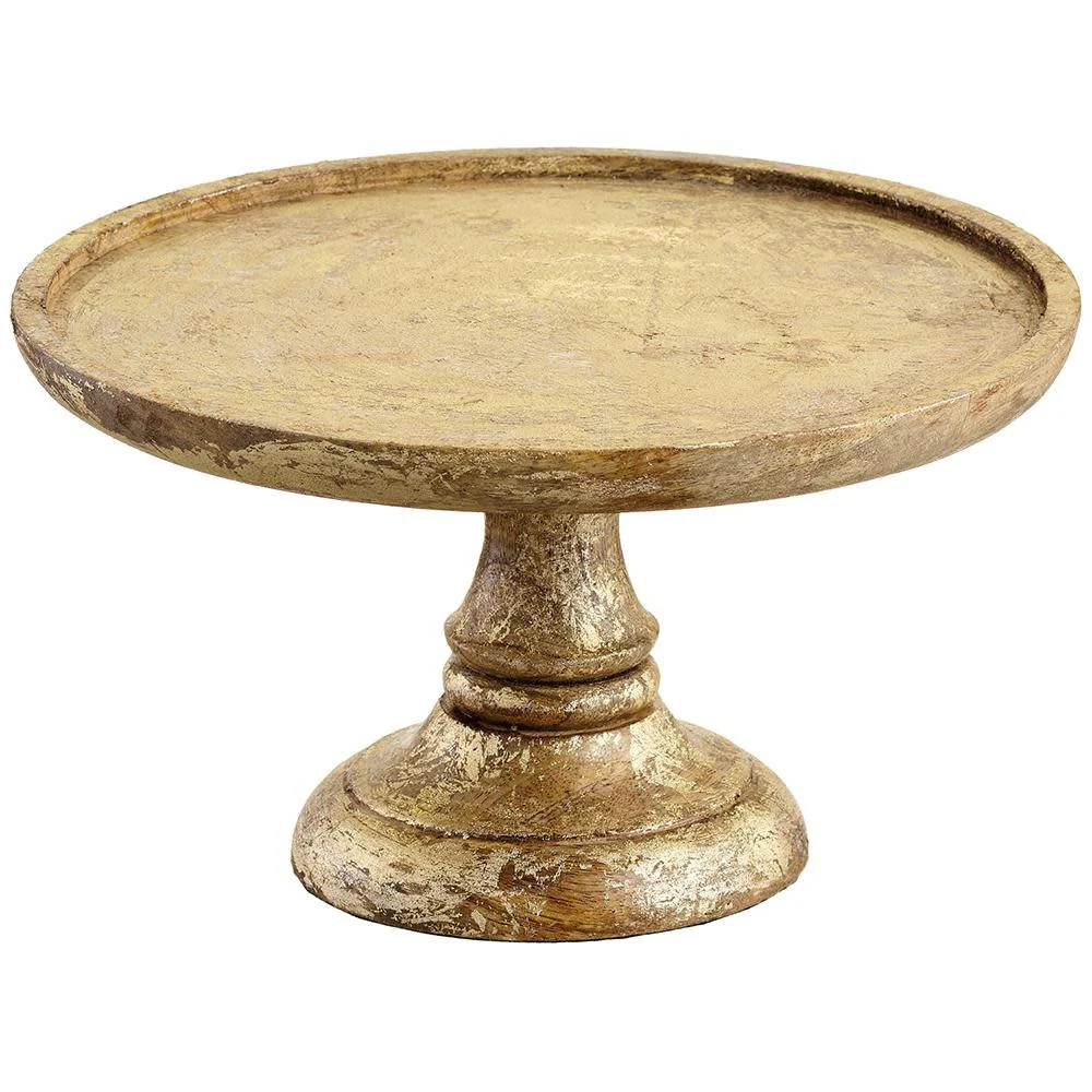 Wood Cake Stand Gold Brown - Image 2