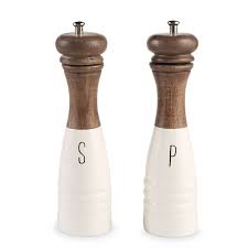 WOOD ENAMEL SALT PEPPER MILL SET