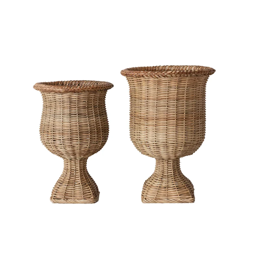 Woven Rattan Urns Natural - Sold Individually