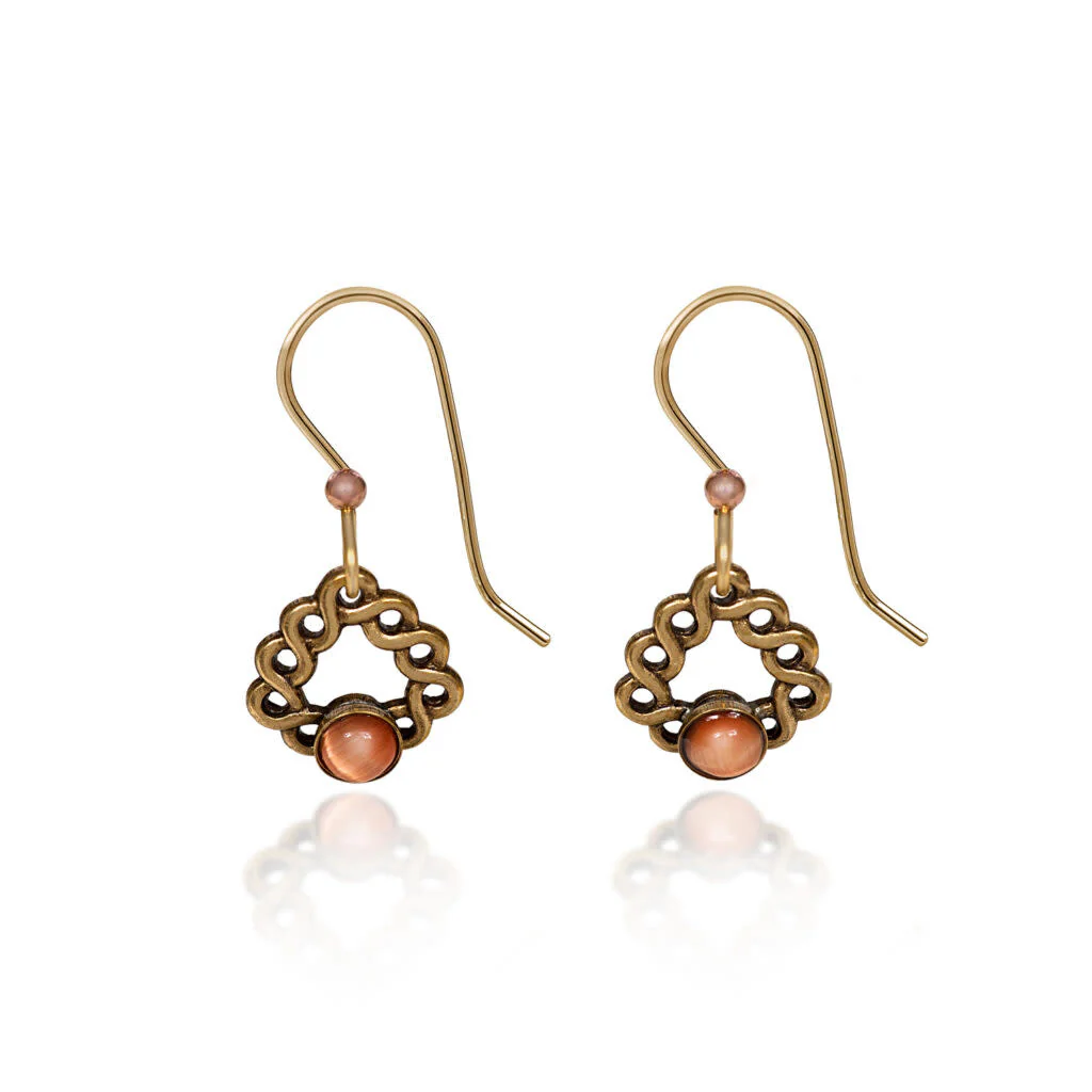 Woven Soft Triangle with Cabochon Earrings