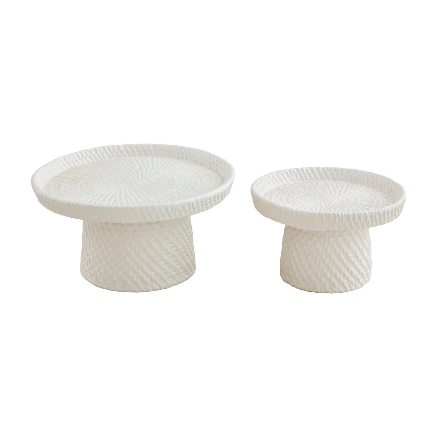 Woven Stoneware Pedestal Servers