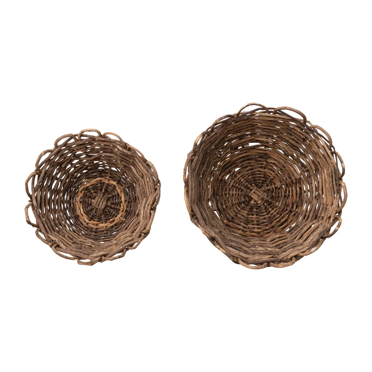 Woven Vine Baskets with Scalloped Edge - Image 2
