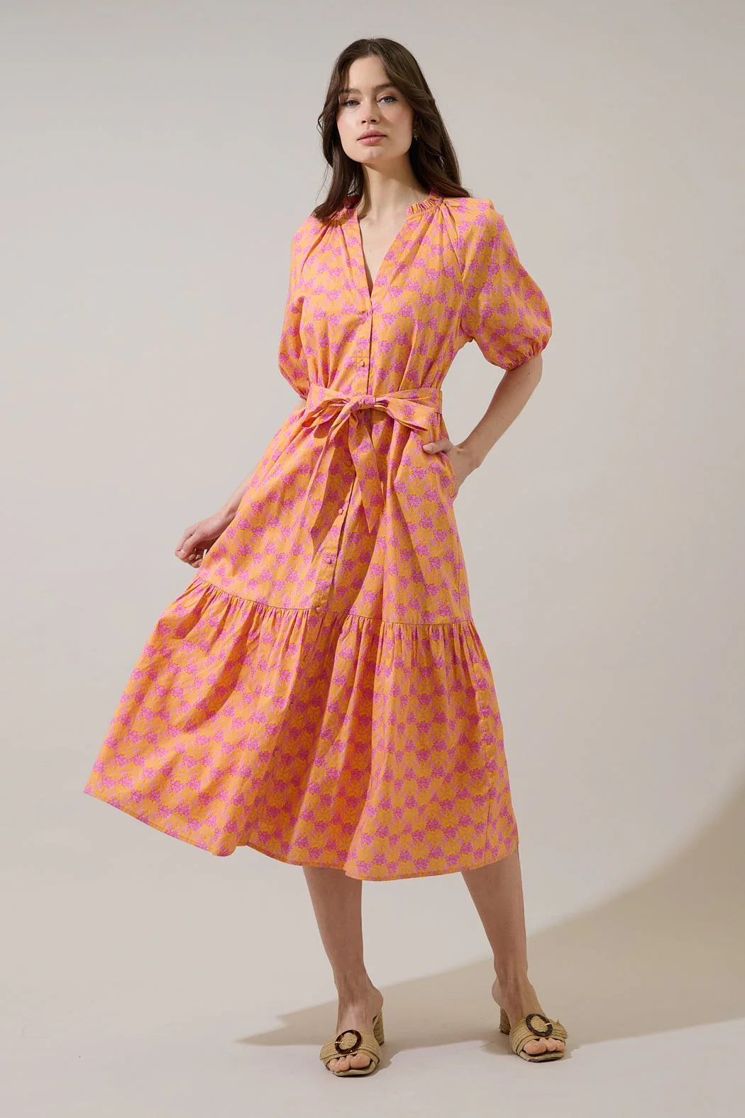 Wynette Tiered Midi Dress Drift Floral